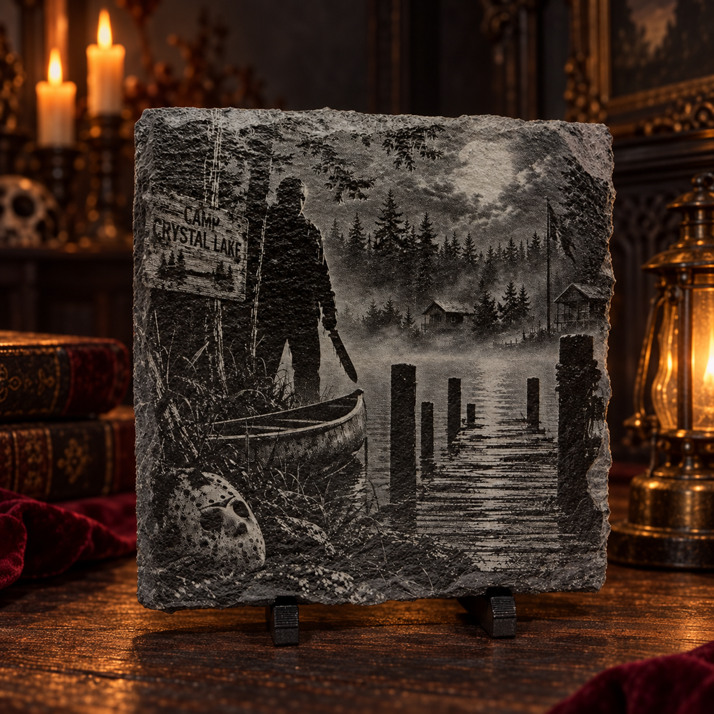 Horror Movie Night Slate Coaster Set – 4 Piece Nightmare Collection
