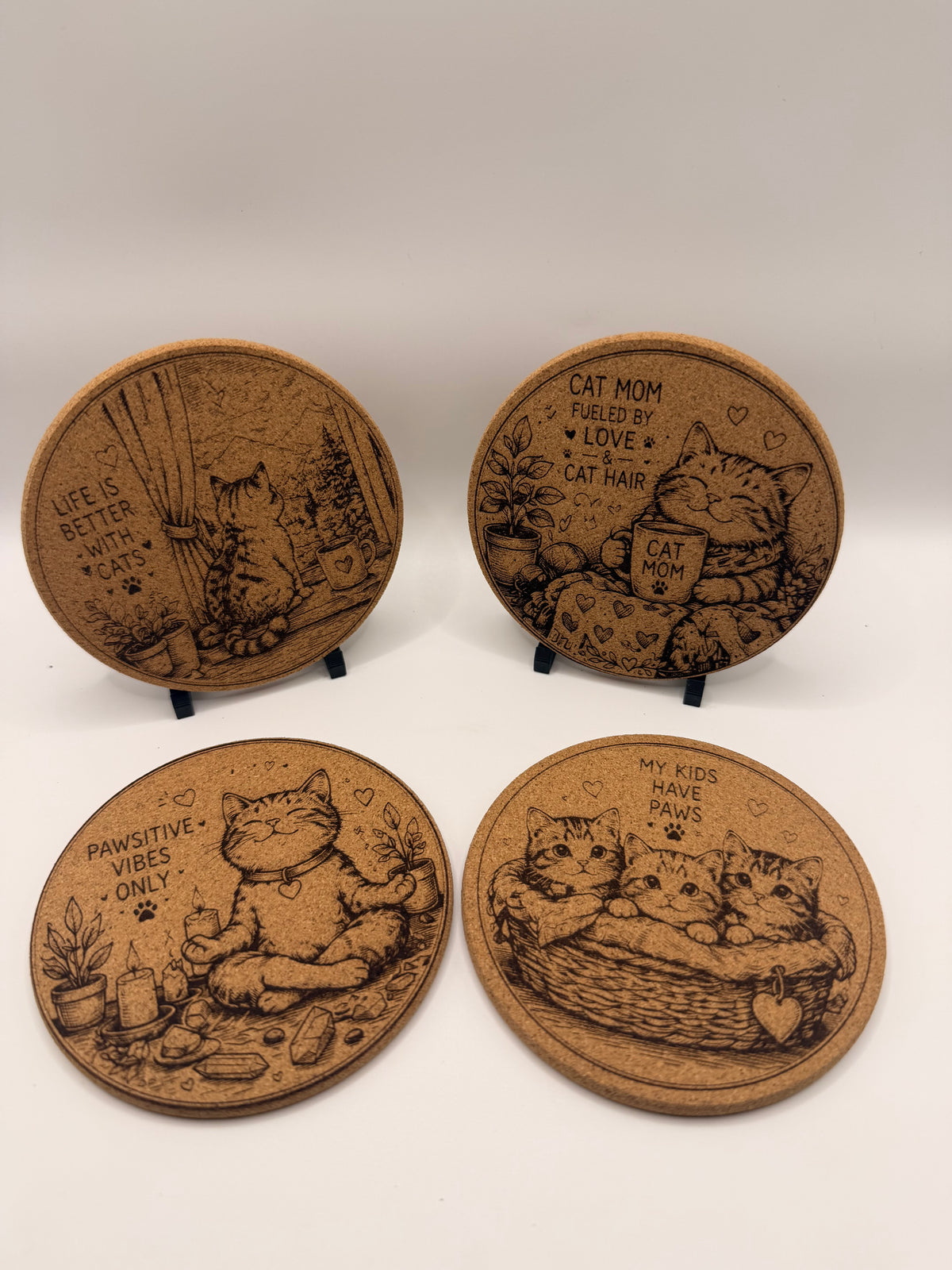 Cat Mom Cork Coaster Collection – Mix & Match Your Favorite Designs
