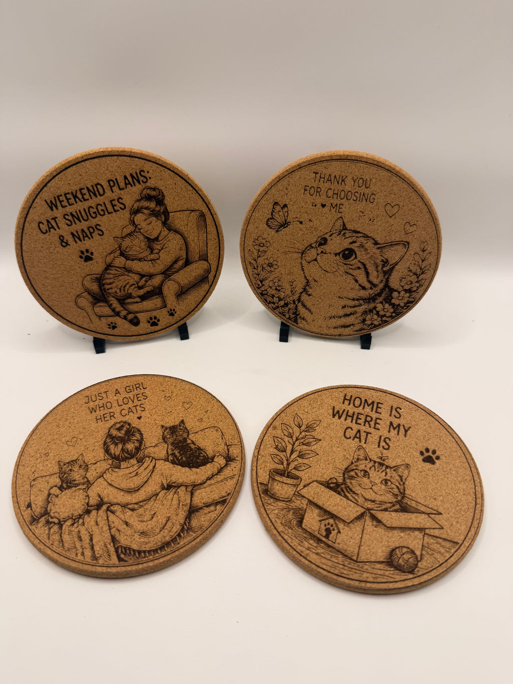 Cat Mom Cork Coaster Collection – Mix & Match Your Favorite Designs