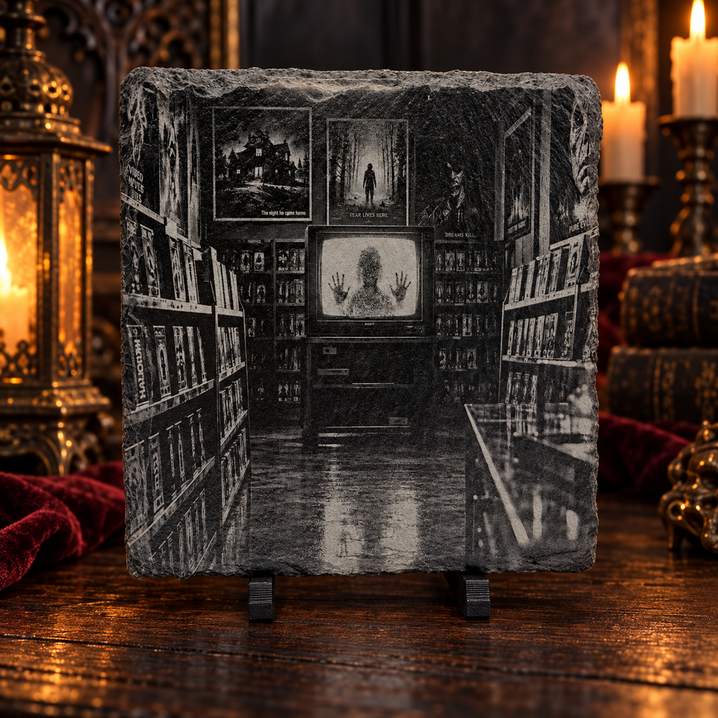 Horror Movie Night Slate Coaster Set – 4 Piece Nightmare Collection