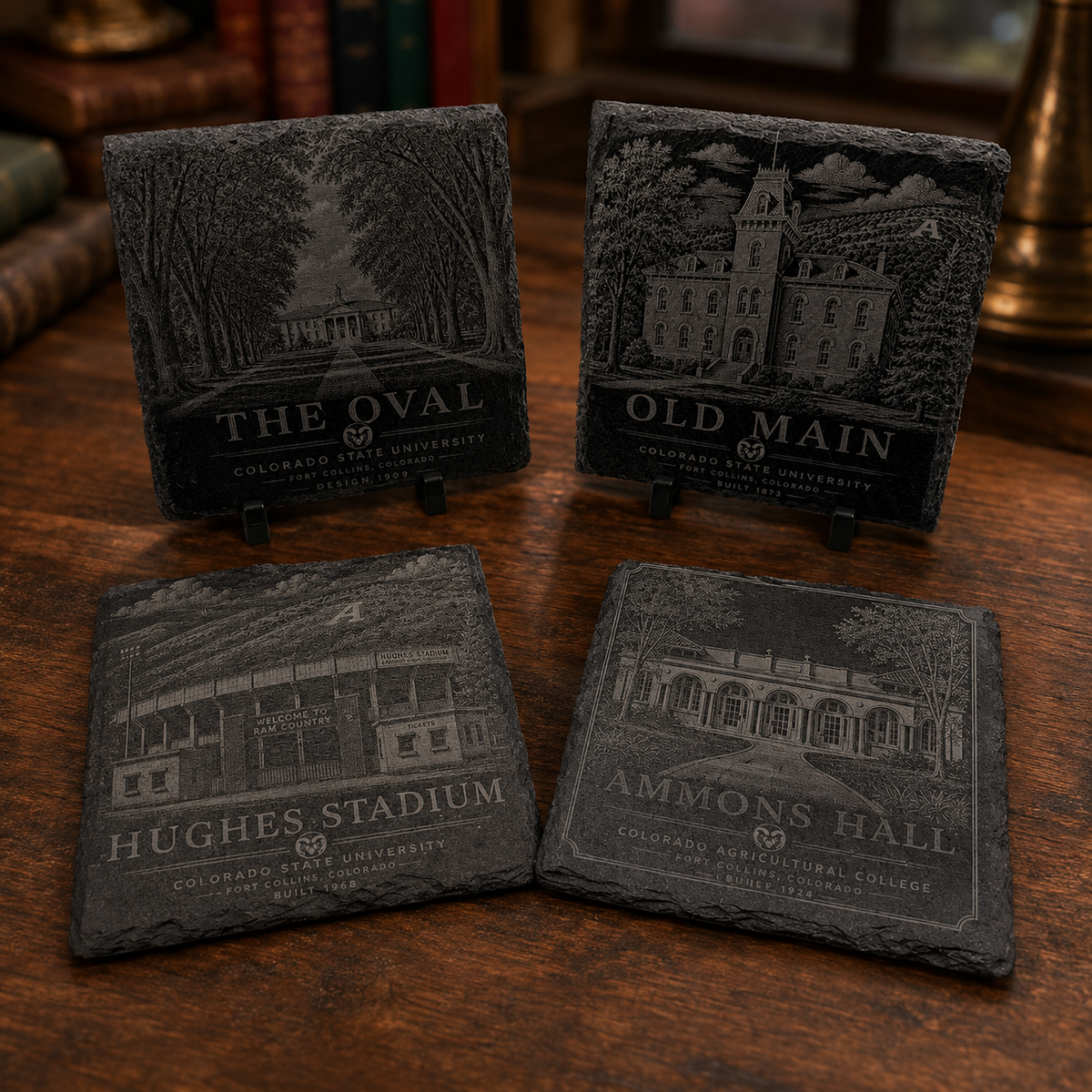 Colorado State University Historic Landmarks Slate Coaster Set