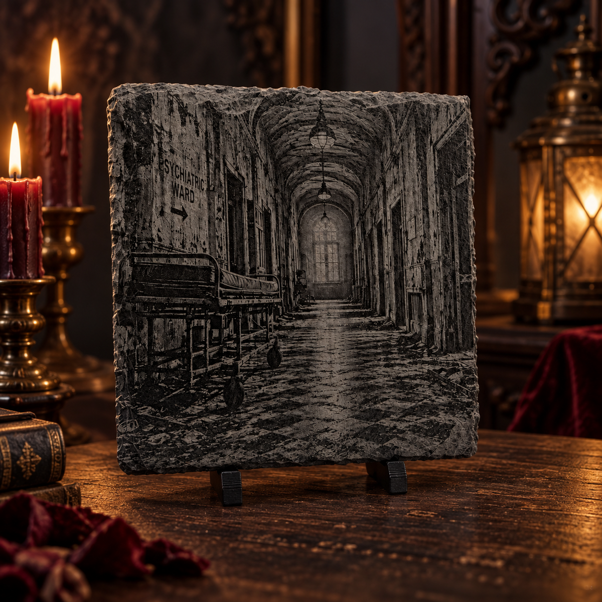 Haunted Places Slate Coaster Set – 4 Piece Gothic Collection