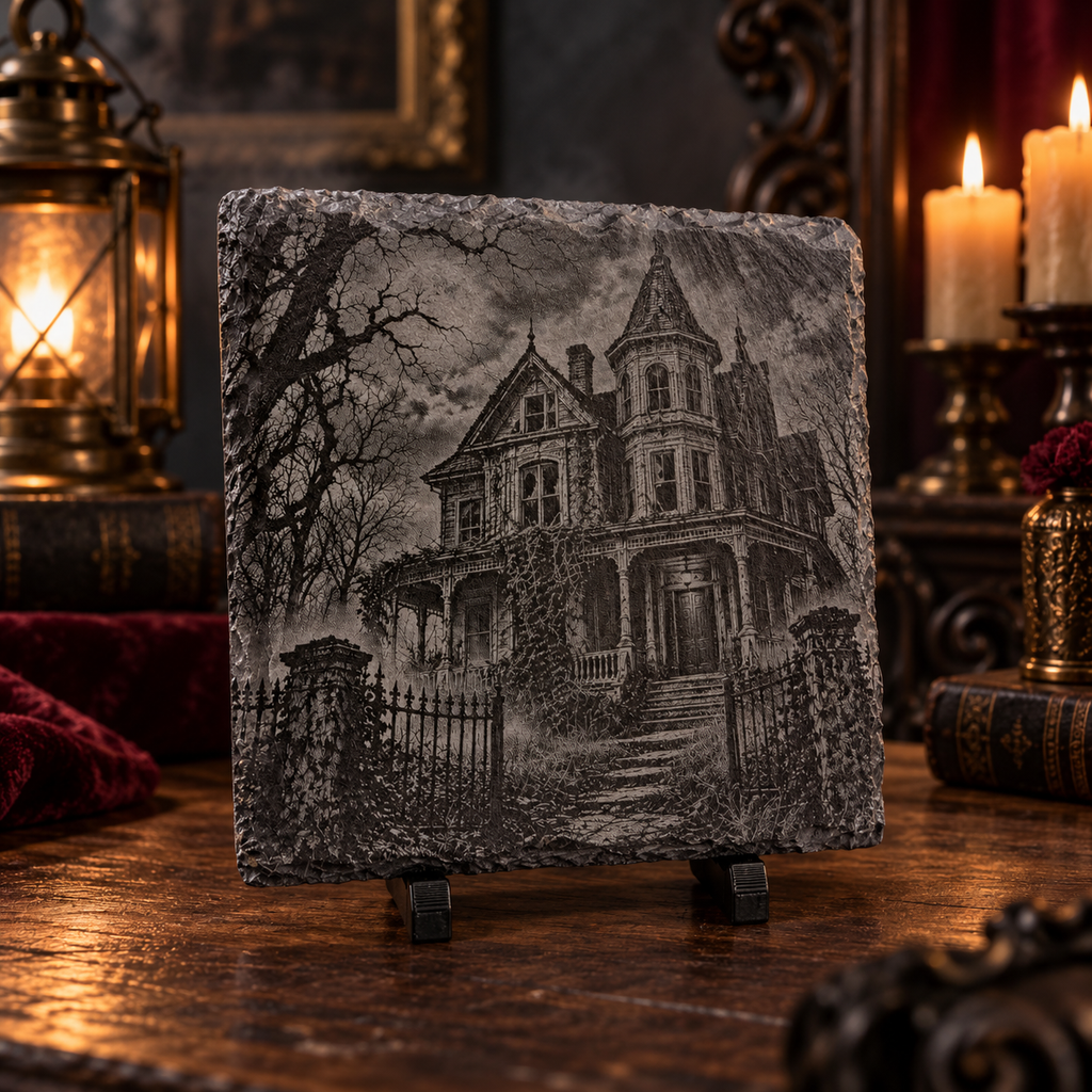 Haunted Places Slate Coaster Set – 4 Piece Gothic Collection