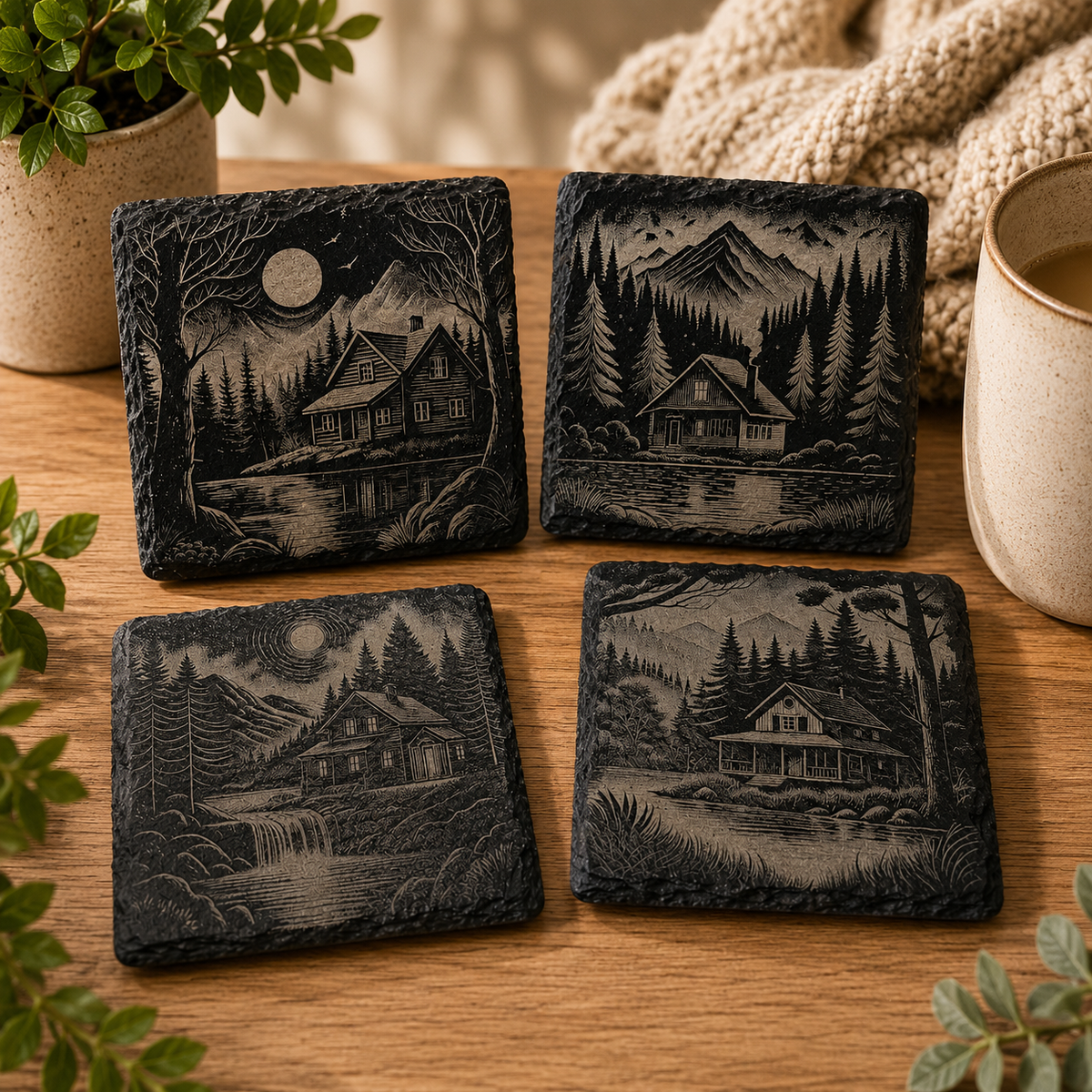 Rustic cabin coasters