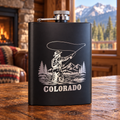 Colorado Fly Fishing Engraved Flask – 8 oz