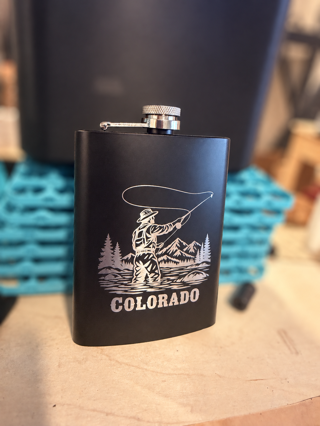 Colorado Fly Fishing Engraved Flask – 8 oz