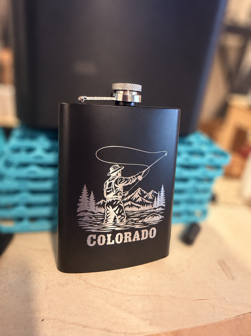 Colorado Fly Fishing Engraved Flask – 8 oz